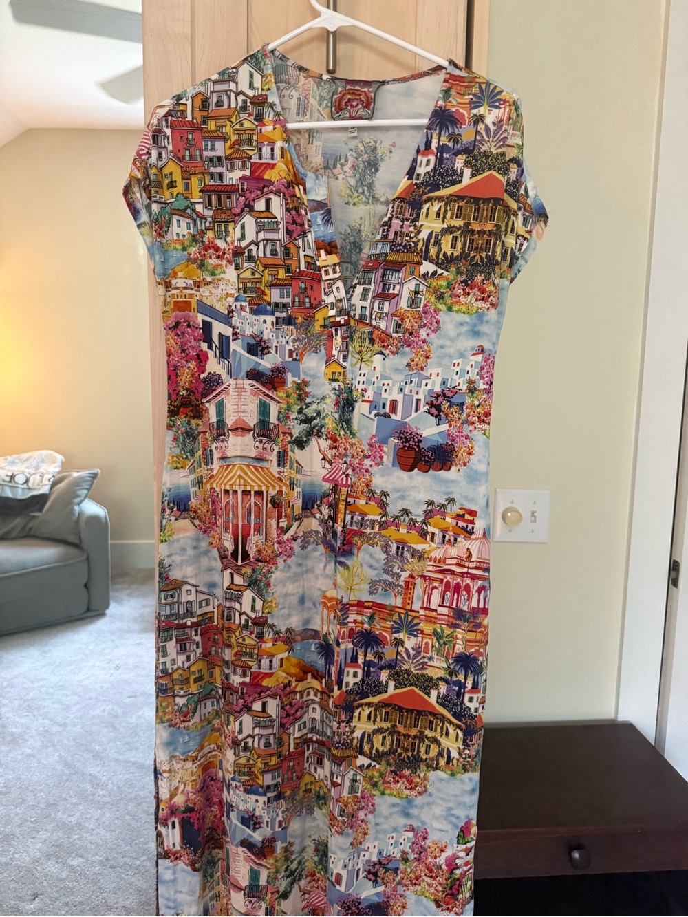 Johnny Was Multi-Color Village Print V-Neck Maxi Dress